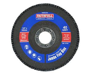 Faithfull FAIFD12540Z Zirconia Abrasive Jumbo Flap Disc 127mm x 22mm COARSE