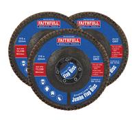 Faithfull Zirconia Abrasive Jumbo Flap Disc 125 X 22Mm 80 Grit (3 Pack)