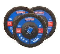 Faithfull FAIFD125AM3 125mm Flap Disc Aluminium Oxide Set - 40/80/120 Mix Grit, Angle Grinder Discs for Sanding Steel, Wood, Alloys - 3PCS