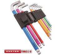 Faithfull FAIHKS9C 9 Piece Multi Colour Ball End Hexagon Key Set 1.5-10mm hex