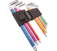 Faithfull FAIHKS9C 9 Piece Multi Colour Ball End Hexagon Key Set 1.5-10mm hex
