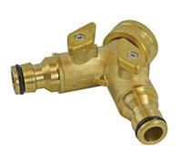 Faithfull FAIHOSE2WAY 2 Way Shut Off Valve 19mm (3/4in) to 2 x 12.5mm