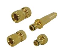 Faithfull FAIHOSESET4 Brass Nozzle & Fittings Kit 4 Piece 12.5mm (1/2in)