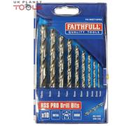 Faithfull FAIMSET10PRO 10 Piece 1-10mm Professional HSS Jobber Drill Bit Set