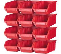 Faithfull FAIPAN12 12 Plastic Storage Bin Set with 4 Wall Mounting Rails (16 Pi