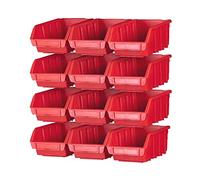 Faithfull FAIPAN12 12 Plastic Storage Bin Set with 4 Wall Mounting Rails (16 Piece Set), Fixings Included