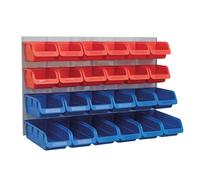 Faithfull 24 Wall Mounted Storage Bins with Metal Back Panel - Plastic Parts Organiser for Garage, Workshop, Van or Shed - 64 x 38 x 22cm