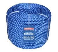 Faithfull FAIRB220100 Blue Poly Rope Coil 10mm Dia x 220M, Max Load 160kg, Breaking Strain 1200kg