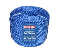 Faithfull FAIRB30100 Blue Poly Rope Coil 10mm Dia x 30M Max Load 160kg, Breaking Strain 1000kg