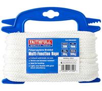 Faithfull FAIRW4020H White Braided Poly Rope 4mm Dia x 20M 30kg Max Load, Breaking Strain 100kg