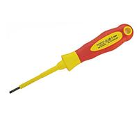 Faithfull FAISDVDE35 3.5 x 100 mm VDE Soft Grip Parallel Slotted Tip Screwdriver