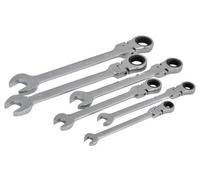 Faithfull Ratchet Combination Spanner Set Flex Head – Chrome Vanadium, 8–19 mm, 6 Piece