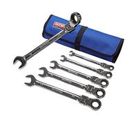 Faithfull FAISPARAT6SR Flexi Head Ratchet Spanner Set 6 Piece Including Tool Rool