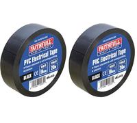 Faithfull FAITAPEPVCBK Black PVC Electrical Tape 19 mm x 20 m (Pack of 2)