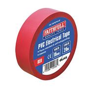 Faithfull FAITAPEPVCR Red PVC Electrical Tape 19 mm x 20 m - Red (Pack of 2)
