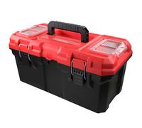 Faithfull Plastic Toolbox 476mm (19in) - Durable Polypropylene Tool Box with Removable Tote Tray, Dual-Lid Organisers & Steel Latches - Dustproof & Water-Resistant Storage Case for Tools & Accessories