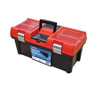 Faithfull FAITB20 Plastic Toolbox with Organiser Lid and Tote Tray 52cm (20in), Red / Black