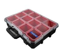 Faithfull Deep Professional Organiser - Durable Polypropylene Storage Case with 8 Medium & 2 Large Removable Cups & Stackable Clip System - Dustproof & Water-Resistant Fixings & Accessories Organiser