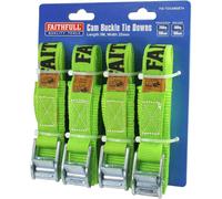 Faithfull FAITDCAMSET4 Set of 4 Cam Buckle Tie Downs 5M Long x 25mm Wide