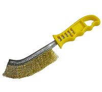 Faithfull FAIWBHANDB Brass Crimped Wire Scratch Brush Yellow Handle. 25cm Long