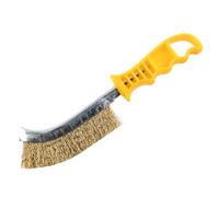 Faithfull FAIWBHANDB Brass Crimped Wire Scratch Brush Yellow Handle. 25cm Long