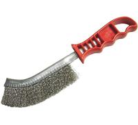 Faithfull FAIWBHANDS Steel Crimped Wire Scratch Brush Red Handle 25cm Long