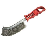 Faithfull FAIWBHANDS Steel Crimped Wire Scratch Brush Red Handle 25cm Long