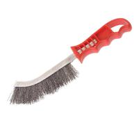 Faithfull FAIWBHANDS Steel Crimped Wire Scratch Brush Red Handle 25cm Long
