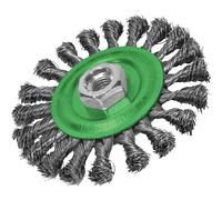 Faithfull Flat Twist Knot Wire Brush 115 x 12mm M14 Bore 2 0.35mm Stainless Steel Wire