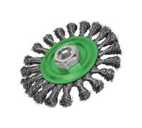 Faithfull Flat Twist Knot Wire Brush 115 X 12mm M14x2 Bore, 0.35mm Stainless Steel Wire