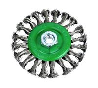 Faithfull Flat Twist Knot Wire Brush 115 x 12mm M14 Bore 2 0.35mm Stainless Steel Wire