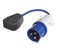 Faithfull FPPFLYLEAD Fly Lead Converter 16A Plug to 13A 3 Pin Socket 240v 35cm Lead