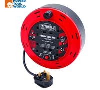 Faithfull FPPCR10M10A 10m Cable Reel 10A 4 Sockets 240v