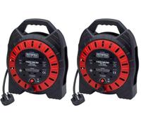 Faithfull FPPCR10MSE Enclose Cable Reel 10M 13Amp 240V 4 sockets (Pack of 2)