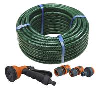 Faithfull 30M (98ft) Reinforced Hose Kit - Heavy-Duty PVC Garden Hose Pipe with 3 Fittings & Multipattern Spray Gun