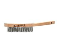 Faithfull Heavy-Duty Stainless Steel Scratch Brush - 4 Row, FSC Beech Wood Handle - for Stainless Steel Welding