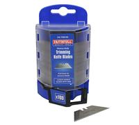 Faithfull Heavy-Duty Trimming Knife Blades with Storage Box Dispenser - Pack of 100