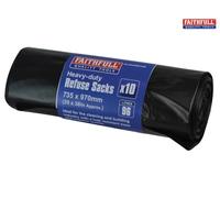 Faithfull Heavy-Duty Black Refuse Sacks (Roll 10)