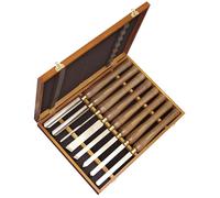 Faithfull HSS Turning Chisel Set of 8 in Wooden Presentation Box Suitable for Hard and Soft Woods, Walnut
