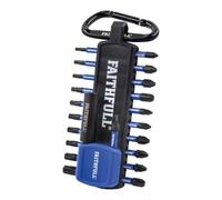 Faithfull Impact Bit Set - 22 Piece with Carabiner & Magnetic Holder | 22pc Impact Bit Set with PH, PZ & T Profiles, 50mm PZ2 Bit, Portable Sub-Holder