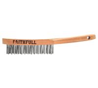 Faithfull Lightweight Scratch Brush - 3 Row, FSC Beech Wood Handle - for Removing Rust, Scale, Paintwork, Grouting