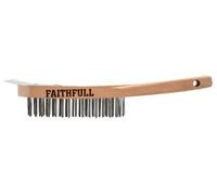 Faithfull Lightweight Scratch Brush With Scraper - Four Row For Rust And Paint Removal