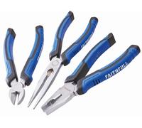 Faithfull FAIPLSET3LN 3 Piece Soft Grip Plier Set: Diagonal, Combination and Long Nose, Multi-Colour