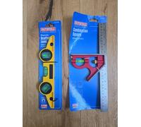 Faithfull Magnetic 24cm Scaffold Torpedo Spirit Level + 30cm Combination Square