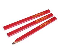 Faithfull Medium Carpenters Pencils Red Pack of 3