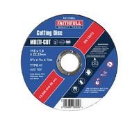 Faithfull Multi-Purpose Cutting Disc 115 X 1.0 X 22.23Mm (Pack 10)