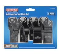 Faithfull Multi Tool Blade Set - 8 Piece Multi-Function Oscillating Blade Kit with BIM & CRV Blades & Quick Change Fitting for Wood, Metal & Plastic
