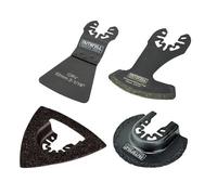 Faithfull FAIMFTKIT4 Tiling Set, Oscillating Multi-Function Tool Blade 4 Piece Set, Compatable with Most Popular Multi Tool Brands