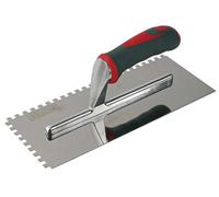 Faithfull Notched Trowel Serrated 6mm Stainless Steel Soft Grip Handle 11 X 4.1/2In Faisgtnot6Ss