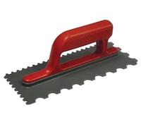 Faithfull Notched Trowel V 4mm & Round 7mm Plastic Handle 11 x 4.1/2in